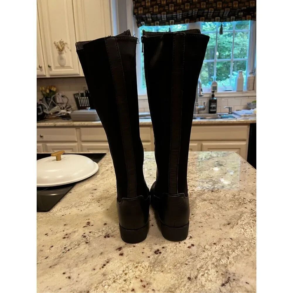 Report Black Faux Leather Back Stretch Studded Riding Boots sz 6 EUC - Picture 5 of 7